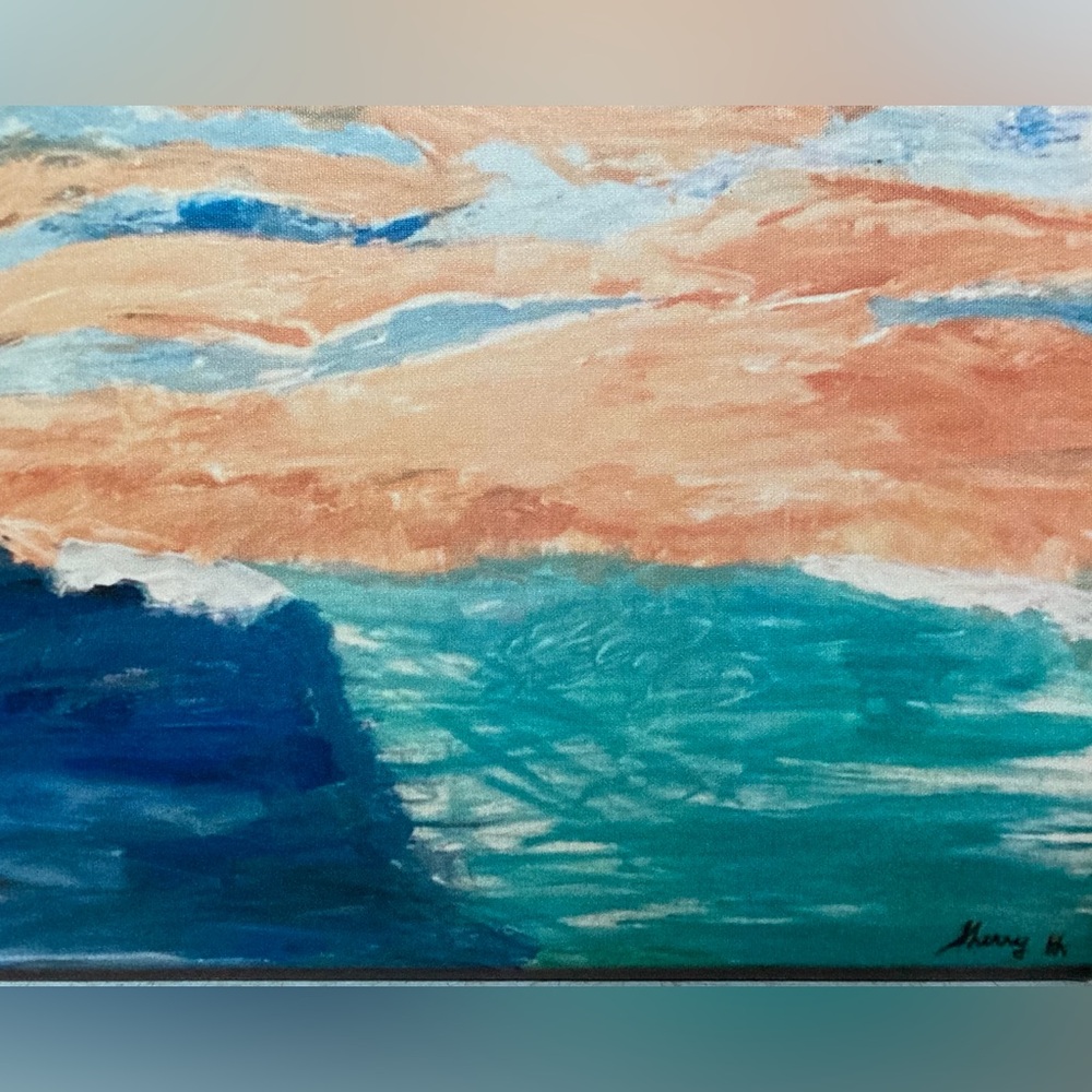Ocean Sunset Art Print from my large original acrylic painting.